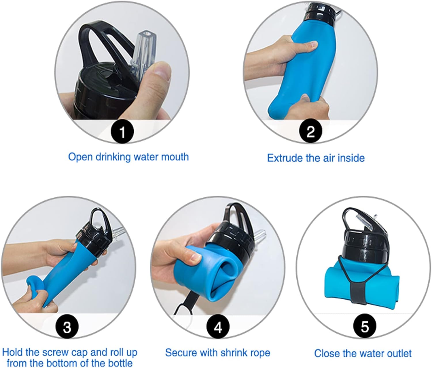 21oz 600ml Silicone Travel Water Bottle, Reusable Water Bottles For School, Collapsible Water Bottles for Traveling, Foldable Sports Water Bottle Squeeze, Travel Essentials(Pink) - Image 4