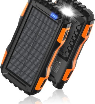 Power-Bank-Solar-Charger - 42800mAh Portable Charger,Solar Power Bank,External Battery Pack 5V3.1A Qc 3.0 Fast Charger Built-in Super Bright Flashlight (Orange)