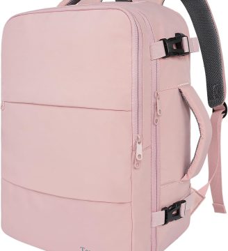 Taygeer Travel Backpack for Women, Carry On Backpack with USB Charging Port & Shoe Pouch, TSA 15.6inch Laptop Mochila Flight Approved, Nurse Bag Casual Daypack for Weekender Business Hiking, Pink
