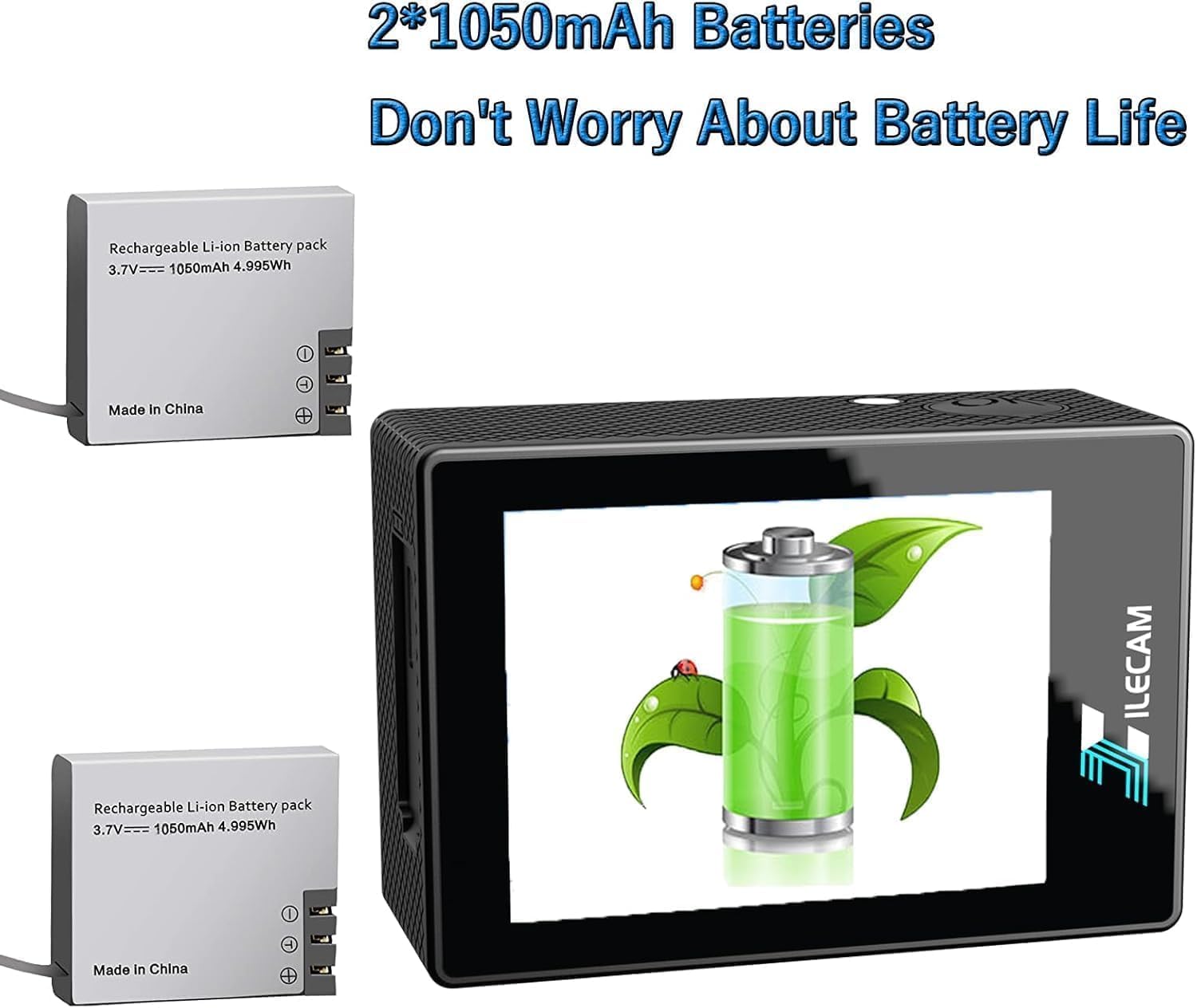 WiFi Sports Camera 4xZoom Action Camera 40m/131ft Underwater Waterproof with 2 X1050 mAh Batteries and Multi-Function (A7pro) - Image 6